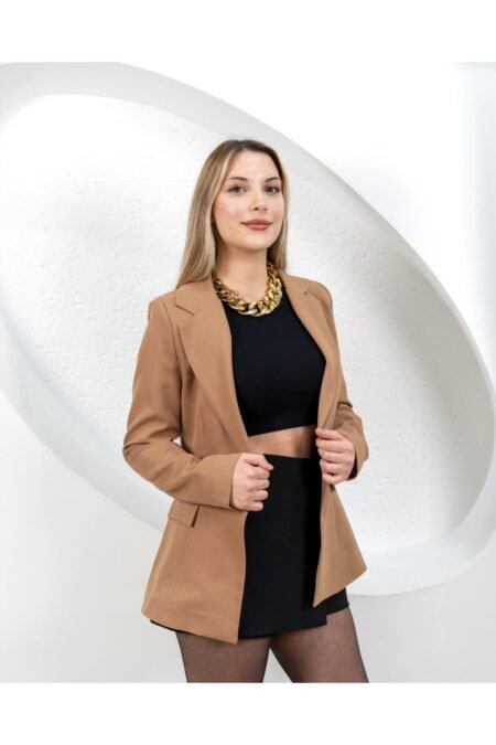 kahverengi Kadın Astarlı Blazer Ceket