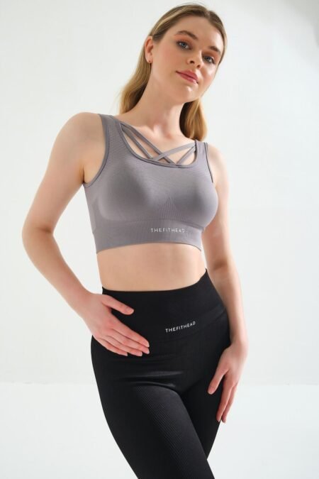 Gri Dikişsiz Toparlayıcı Seamless Spor Sütyen