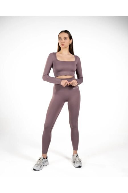 Dikişsiz Toparlayıcı Push-up Seamless Mürdüm Spor Tayt