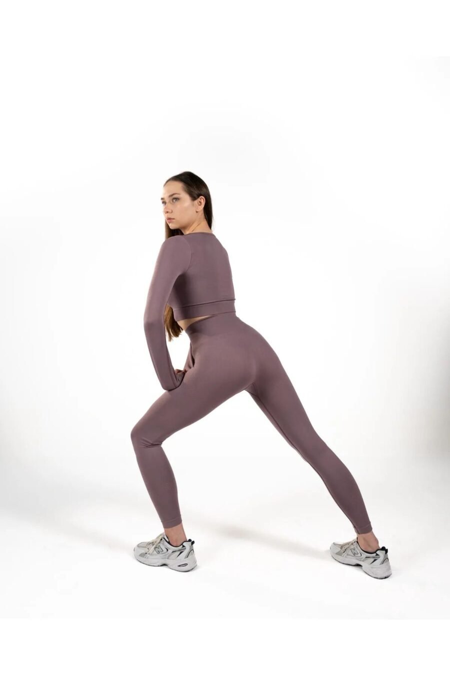 Dikişsiz Toparlayıcı Push-up Seamless Mürdüm Spor Tayt - Görsel 2