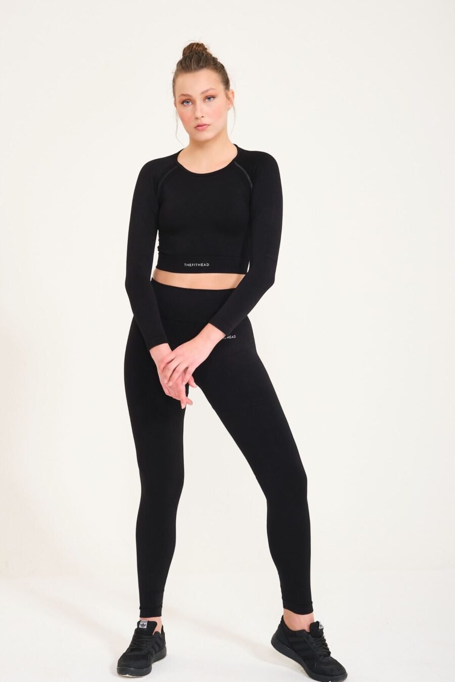 Siyah Dikişsiz Toparlayıcı Push-up Seamless Spor Tayt - Görsel 2