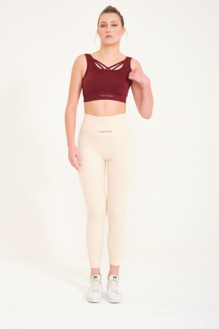 Bej Dikişsiz Toparlayıcı Push-Up Seamless Spor Tayt