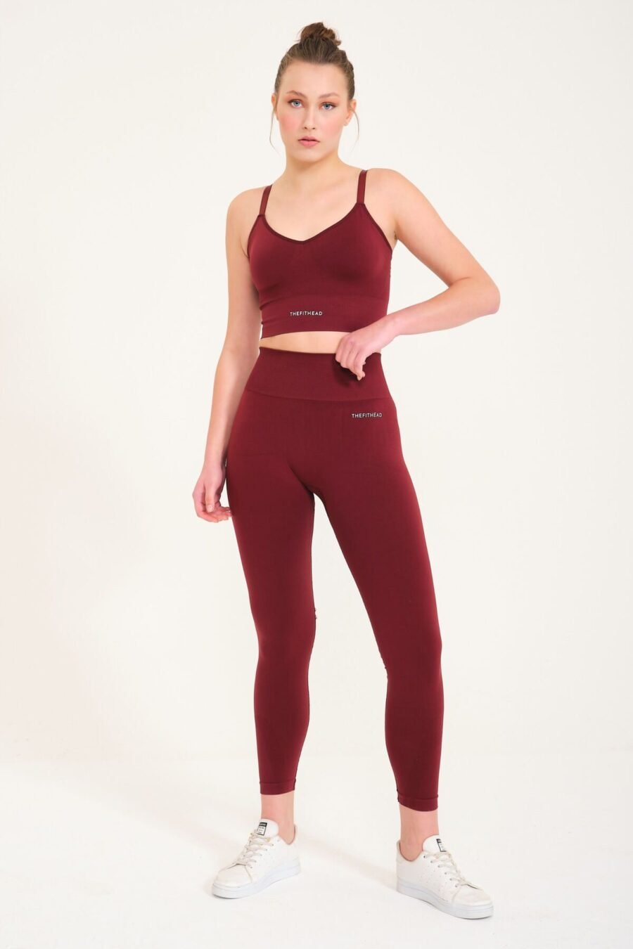 Dikişssiz Bordo Push-up Detaylı Toparlayıcı Spor Tayt
