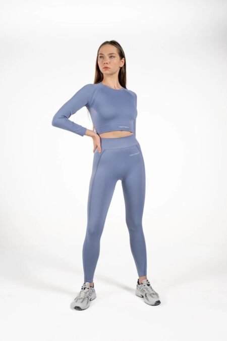 Mavi Dikişsiz Toparlayıcı Push-up Seamless Spor Tayt