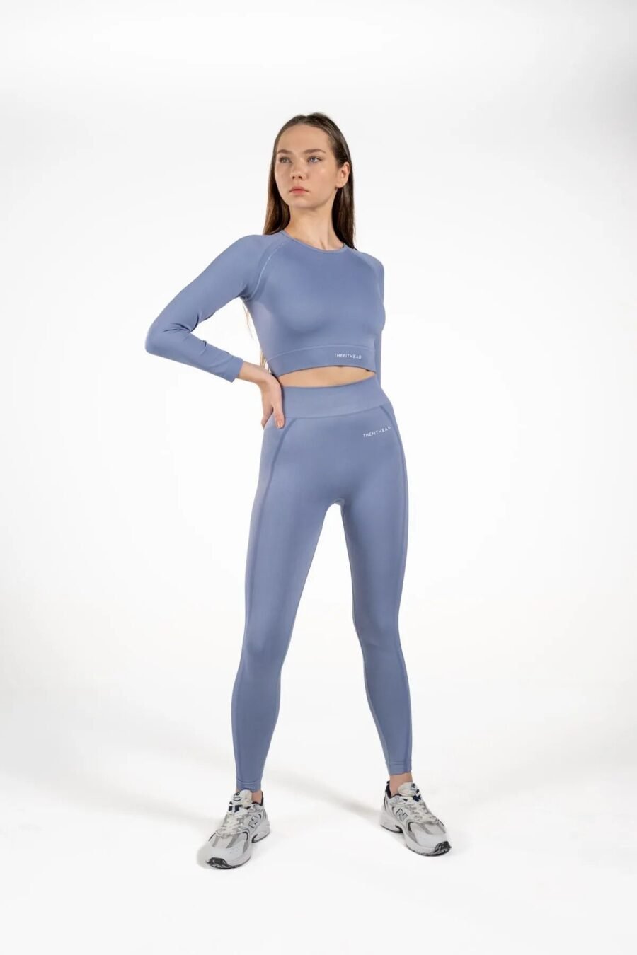 Mavi Dikişsiz Toparlayıcı Push-up Seamless Spor Tayt