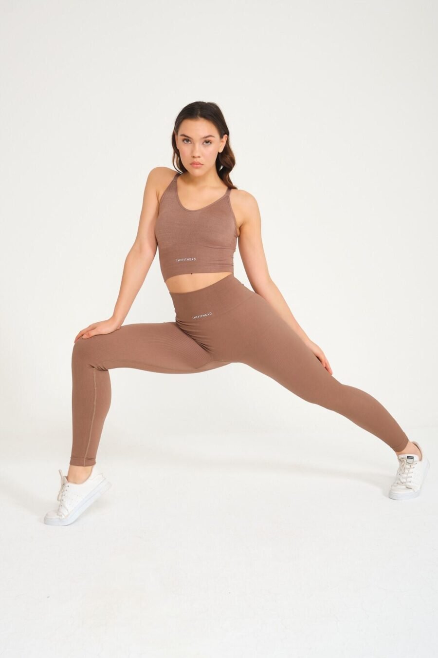 Dikişsiz Toparlayıcı Push-up Fitilli Kahverengi Seamless Tayt